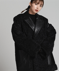 Leather Lining Boa Coat / BLACK / F