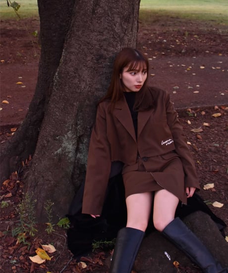 Hem cut logo jacket / BROWN / F