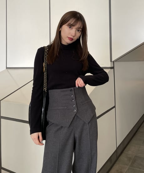 Corset Straight Pants / GRAY / S