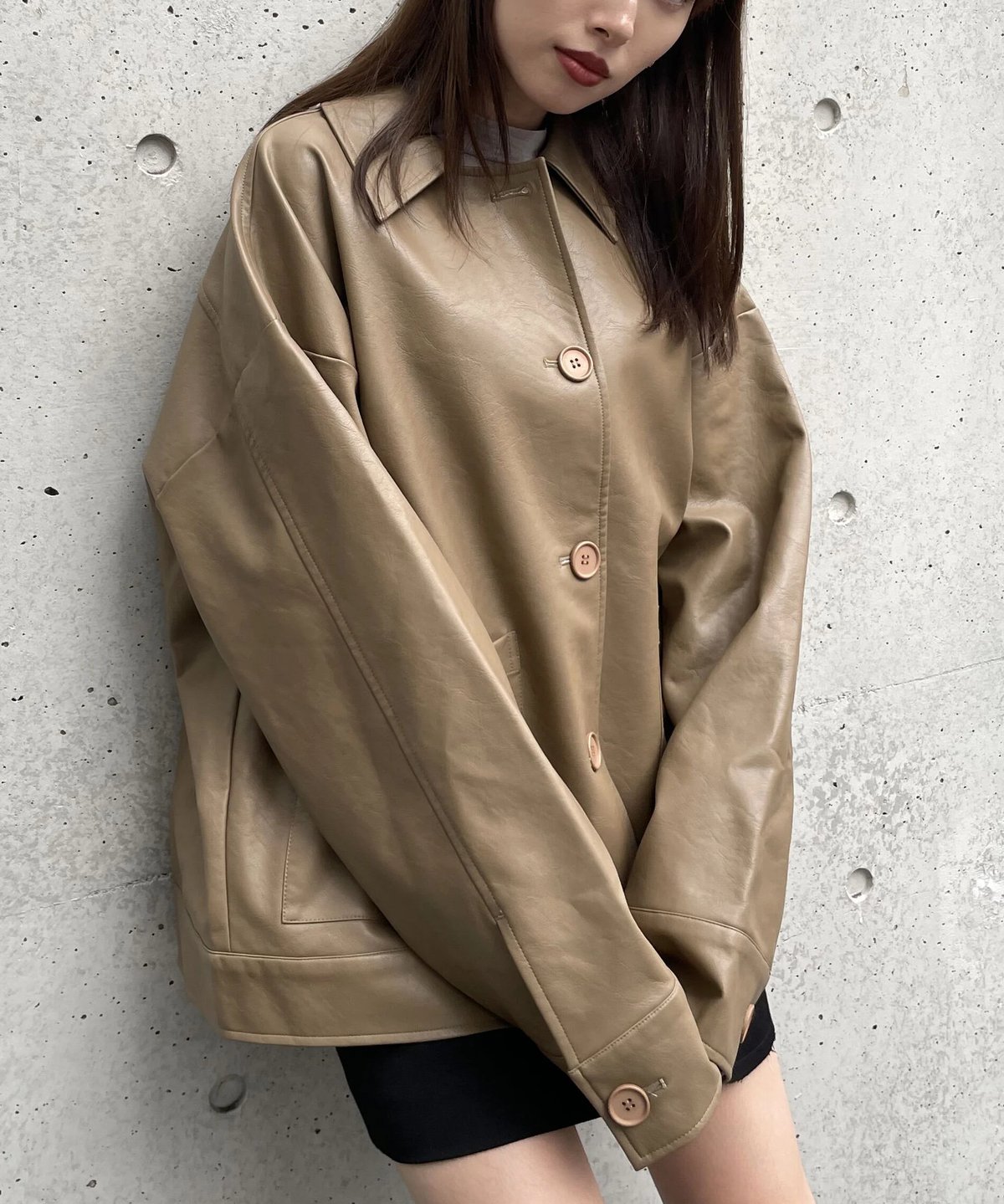 Big leather jacket | LEANN MOMENT | リーンモーメント公式オ...