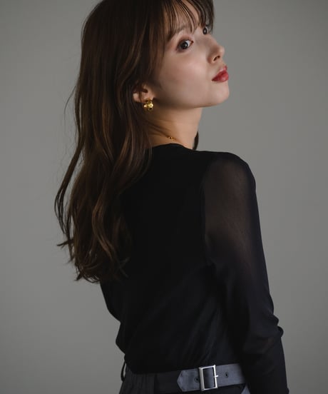 Sheer switch jersey top/ BLACK / F