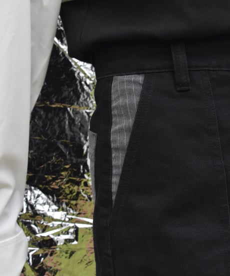 Stripe on denim shorts / BLACK / S