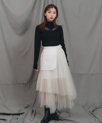 Asymmetry tulle skirt