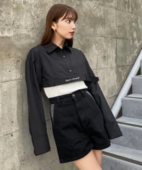Logo belt shirt × T-shirt / BLACK / F
