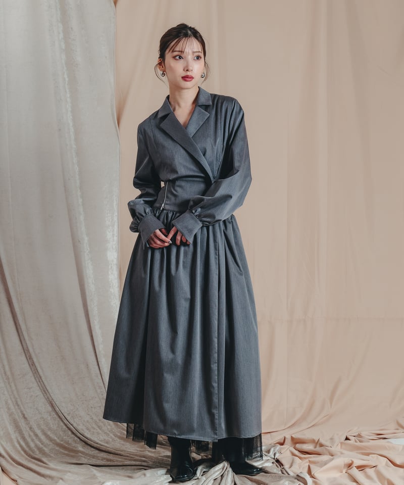 Zip cache-coeur dress / GRAY / S | LEANN MOMENT