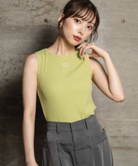 Embroidery rib tank top / PISTACHIO / F