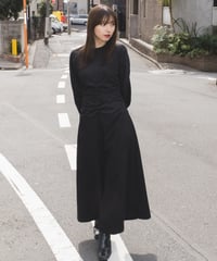 Waist Gather Dress / BLACK / S