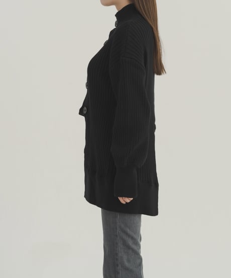 Step hem Cardigan / BLACK / F