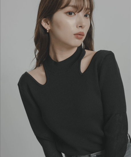 Back Ring Knit Top / BEIGE / F