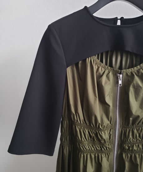 Gather layered dress / KHAKI / S