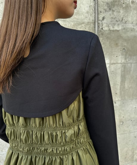 Gather layered dress / KHAKI / S