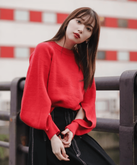 Arm slit knit pullover / BLACK / F