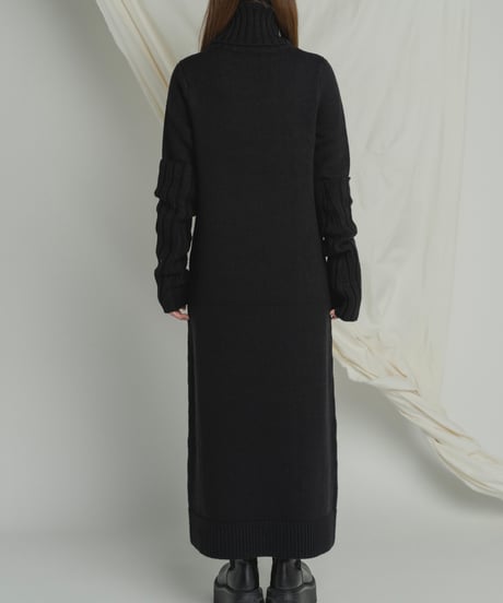 Arm Warm Knit Dress / BLACK / F