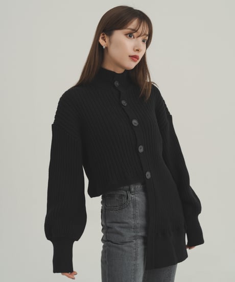 Step hem Cardigan / BLACK / F