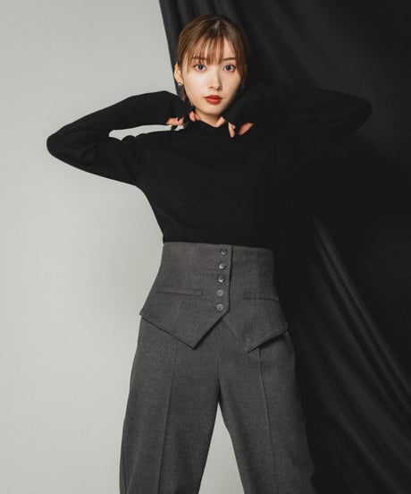 Corset Straight Pants / GRAY / S