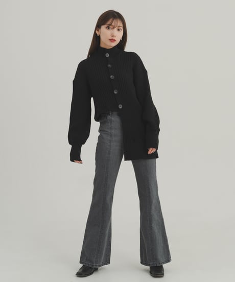 Step hem Cardigan / BLACK / F