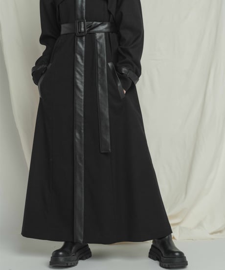 【UNISEX】 Crop Layer Long Coat / BLACK / M
