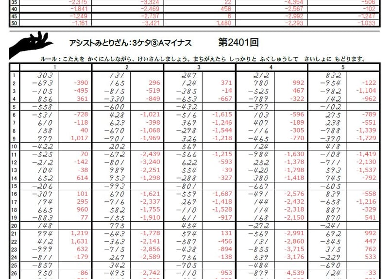 アシスト2024』3桁（筆算対策・暗算を練習してこなかった中高学年に桁