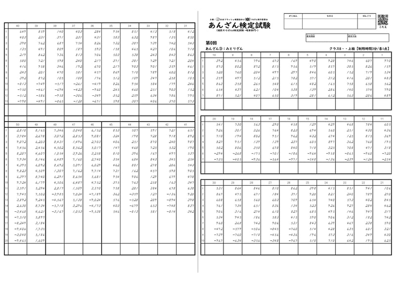割引セット】あんざん検定試験（競技そろばん）上級_第1-5集（2401-100