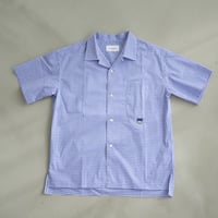 OPEN COLLER SHIRT -BLUE GINGHAM