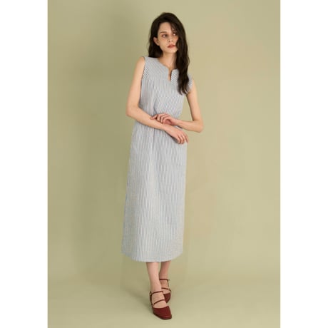 SEERSUCKER DRESS -MULCH STRIPE-