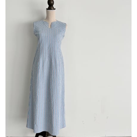 SEERSUCKER DRESS -MULCH STRIPE-