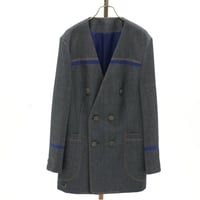 WOOL DENIM NOCOLLOR JACKET -NAVY-