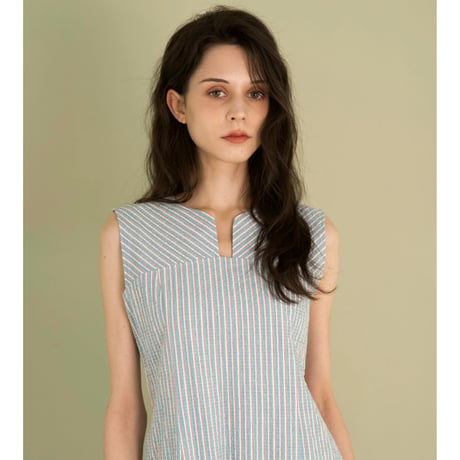 SEERSUCKER DRESS -MULCH STRIPE-