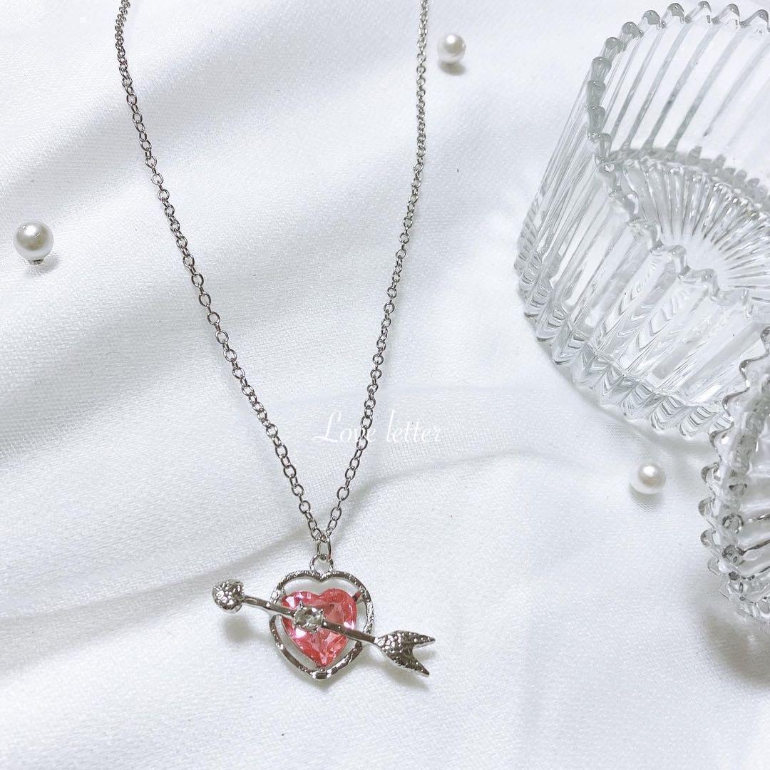 ハートアロービジューネックレス 韓国 量産型 地雷 弓矢 春夏秋冬