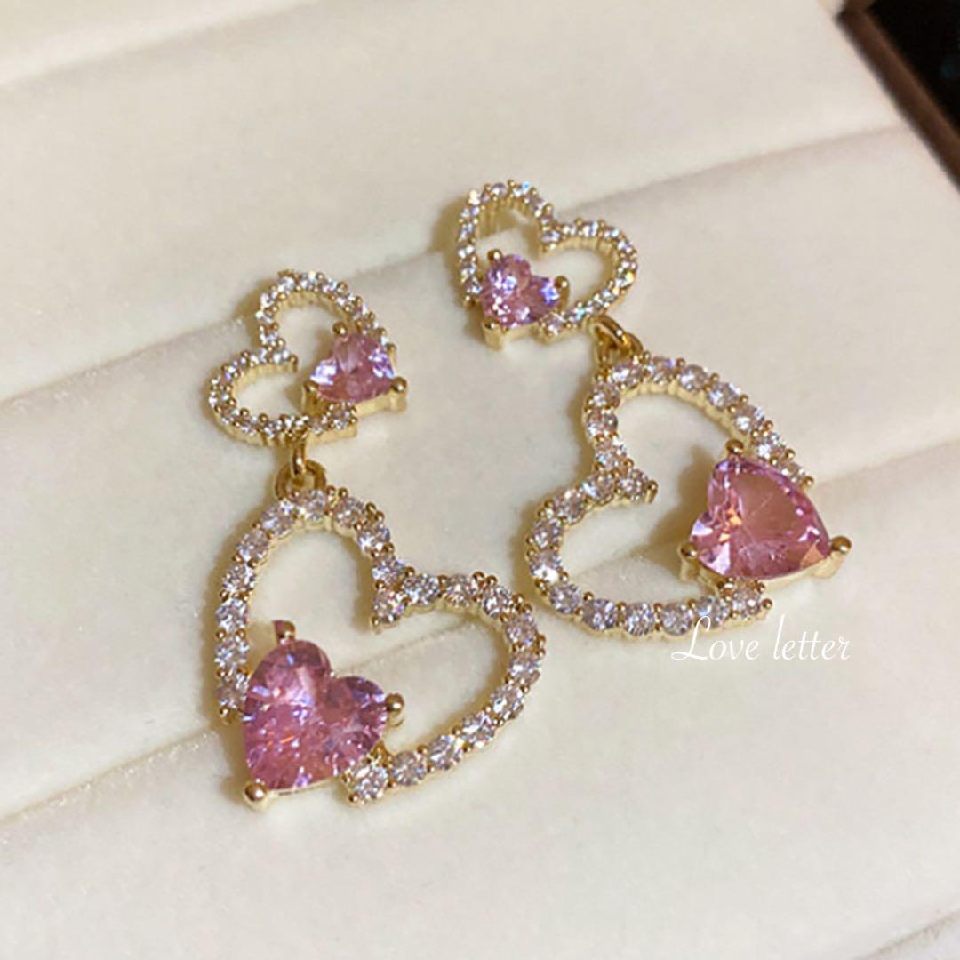 ハートピアス 地雷 量産 パール 病み 韓国 ハート ハート ピアス レディース 韓国 地雷系 量産型 リボン ビジュー