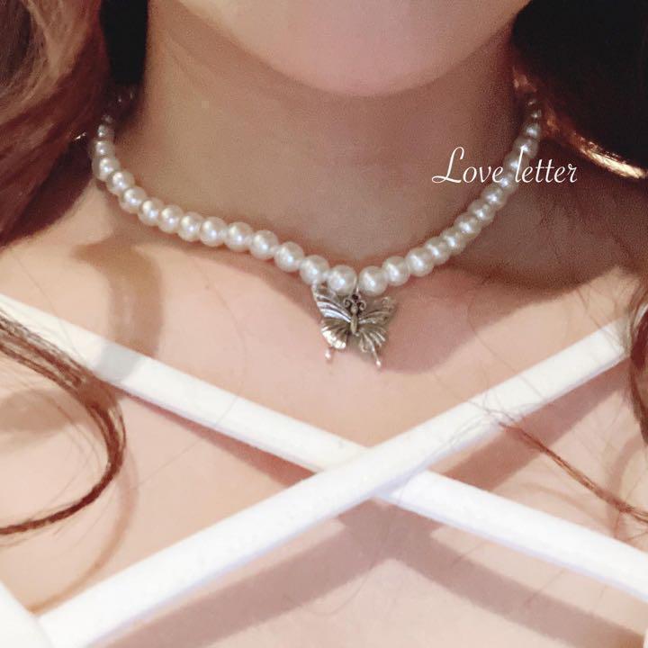 バタフライパールチョーカー ネックレス 韓国 量産型 地雷 蝶々 | Love 