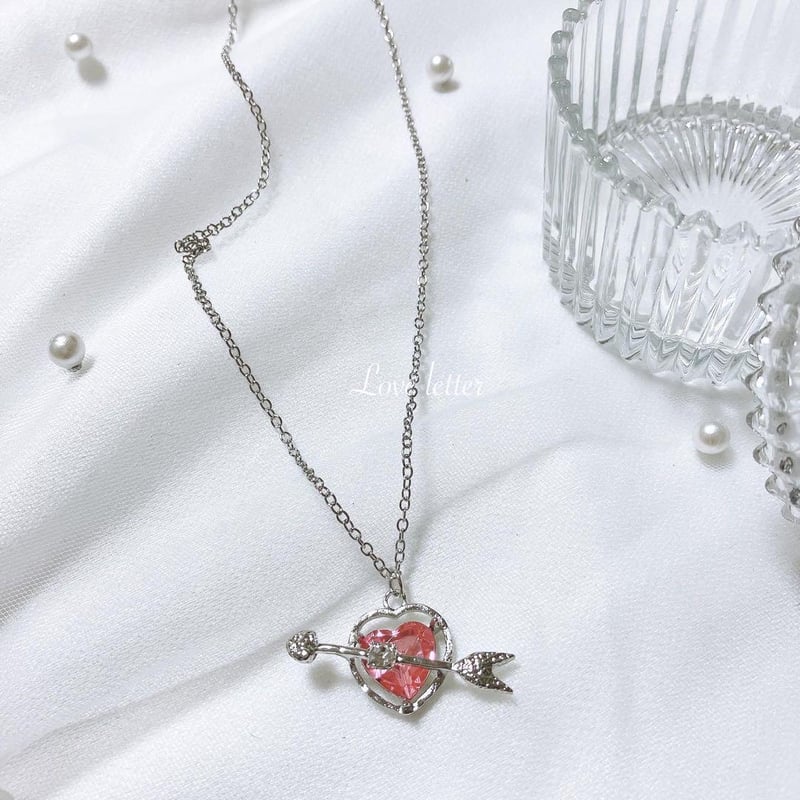 ハートアロービジューネックレス 韓国 量産型 地雷 弓矢 春夏