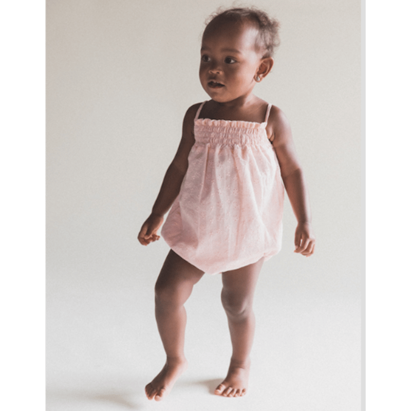 Romper / Eyelet Bubble Romper / Pink・White【rai