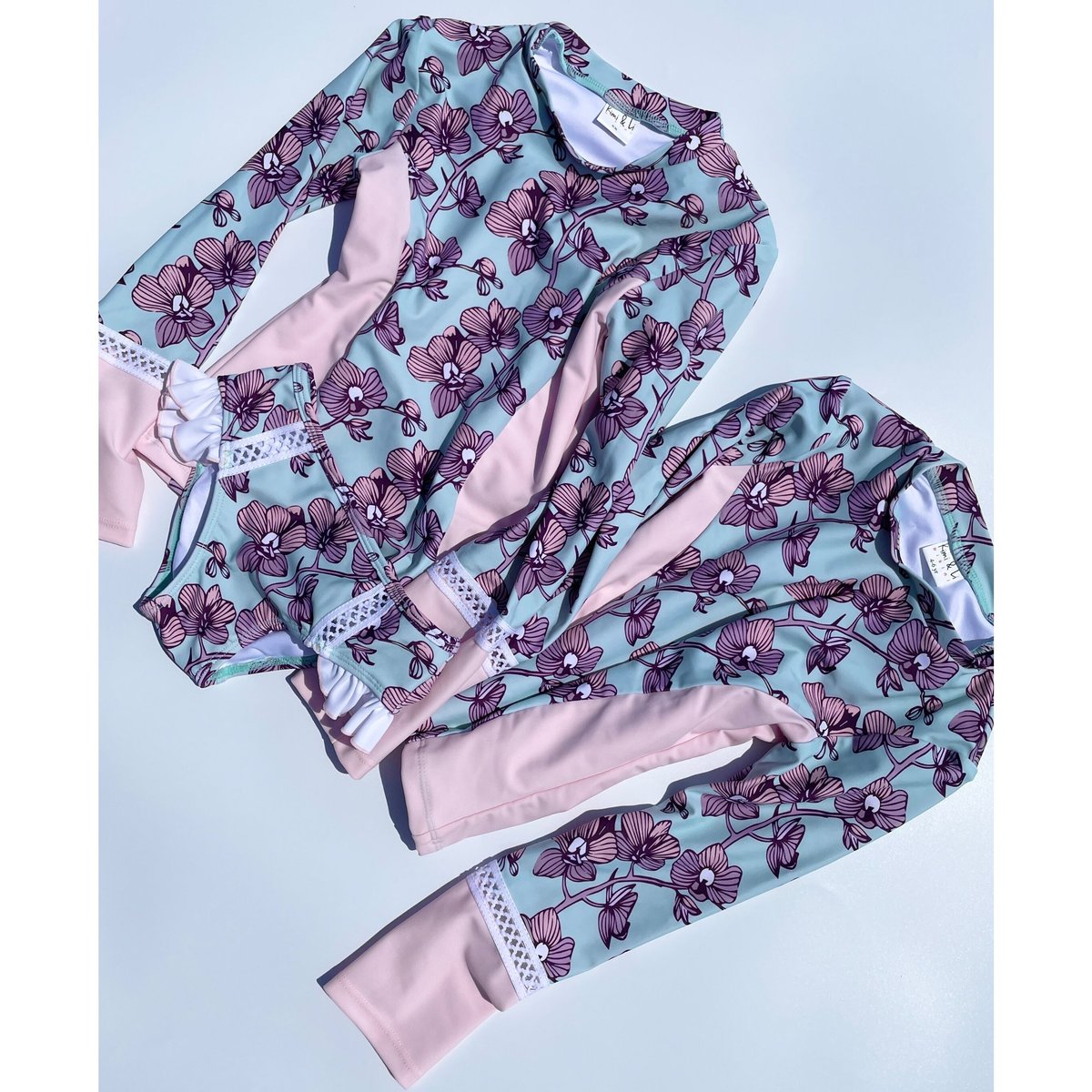 Swimsuits / Long Sleeve Rash Guard Set / Orchid