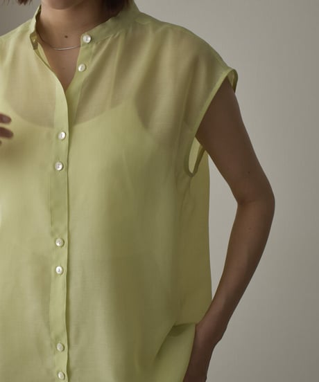 tops-04126 MADE IN JAPAN SHEER SLEEVELESS SHIRT
