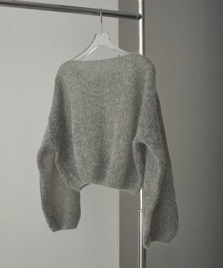 knit-02283　Volume Sleeve Mohair Knit Pullover Ecru Gray Black