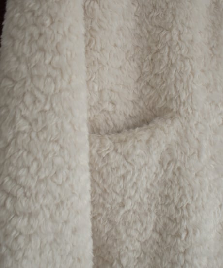 coat-02065 Poodle Boa High Neck Midi Coat Ecru Brown