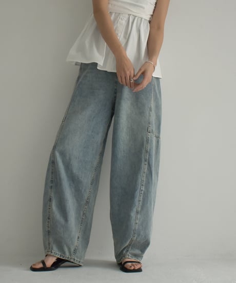 bottoms-02235　Relax Cocoon Denim Wash Blue