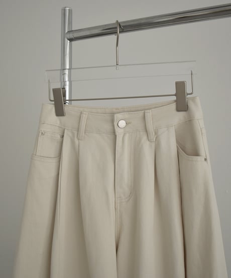 bottoms-02314 Volume Tuck Cocoon Denim Ecru