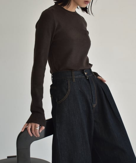 knit-02304　Back Open Fit Knit  Dark Gray Brown Black