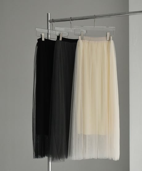 bottoms-02218　Tulle Long Skirt　Ecru　Grey　Black