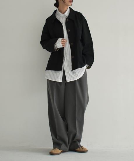 outer-02086　Stained Color Short Coat Beige Black