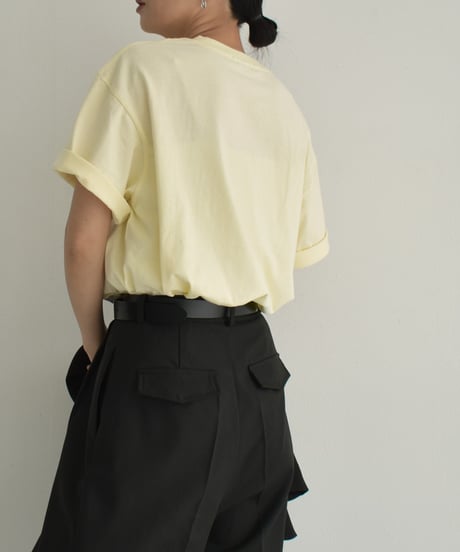 tops-02505　Oversized Photo T-shirt White Cream Black
