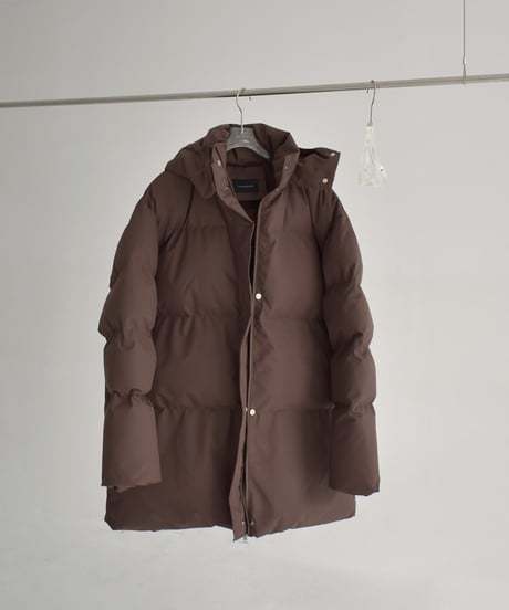 outer-02097 2-way Quilted Padded Midi Coat Ecru Brown