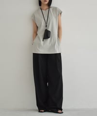 nh-tops-02554 Side slit sleeveless tops  White Gray Dark navy
