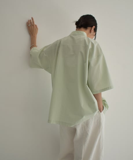 tops-02404　Oversized Pullover Shirt White Mint