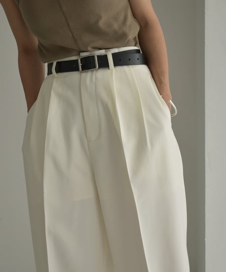 bottoms-12010　Tucked Wide Pants Ecru Gray Black