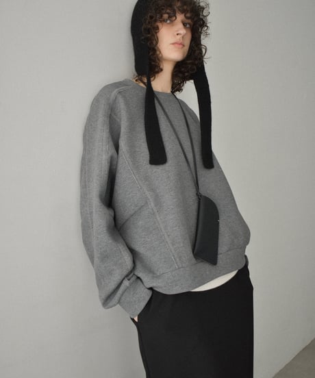 tops-02577 Raglan Sleeve Sweatshirt Top Ecru Brown Gray
