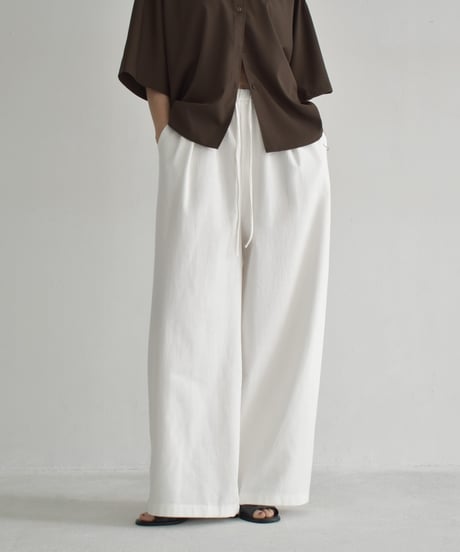 bottoms-02281　Easy Wide Pants　White Gray