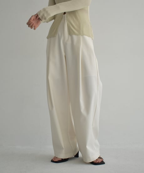 bottoms-02266　Tuck Wide Pants  Ecru Mochabeige Black